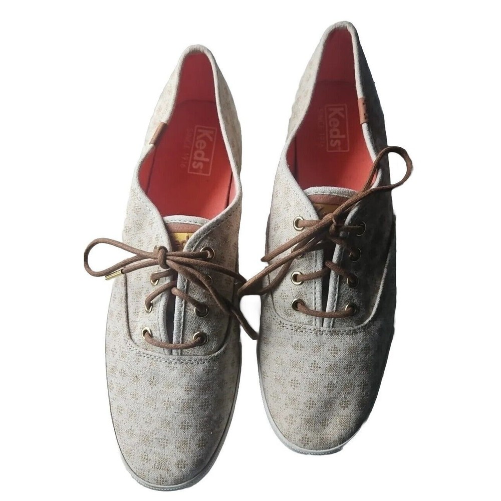 NWOT Keds Fashion Gold Shimmer Sparkle Design Canvas Sneakers Sz 10